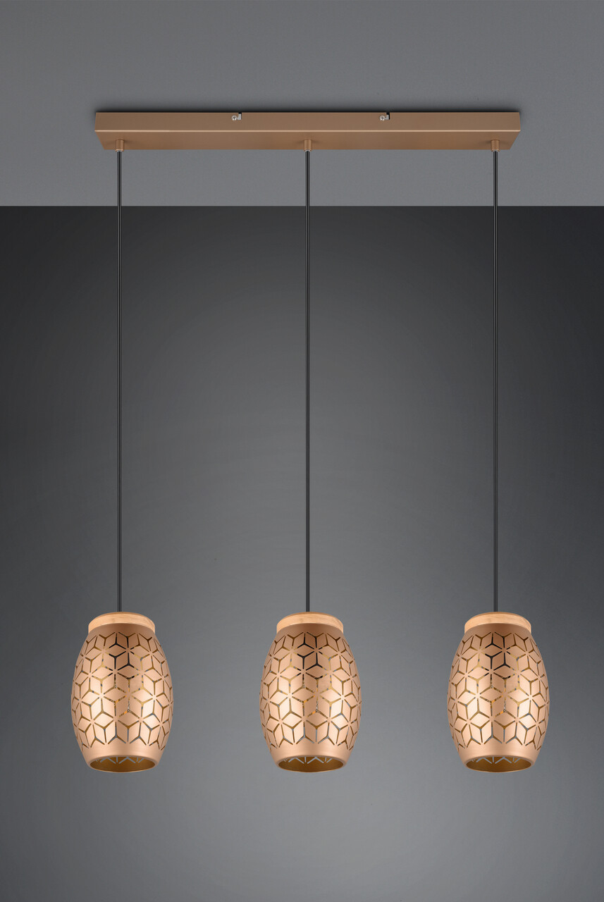 Lustra Bidar, RL, 71x15x150 cm, 28W, 3x E27, metal, aramiu - imagine 7